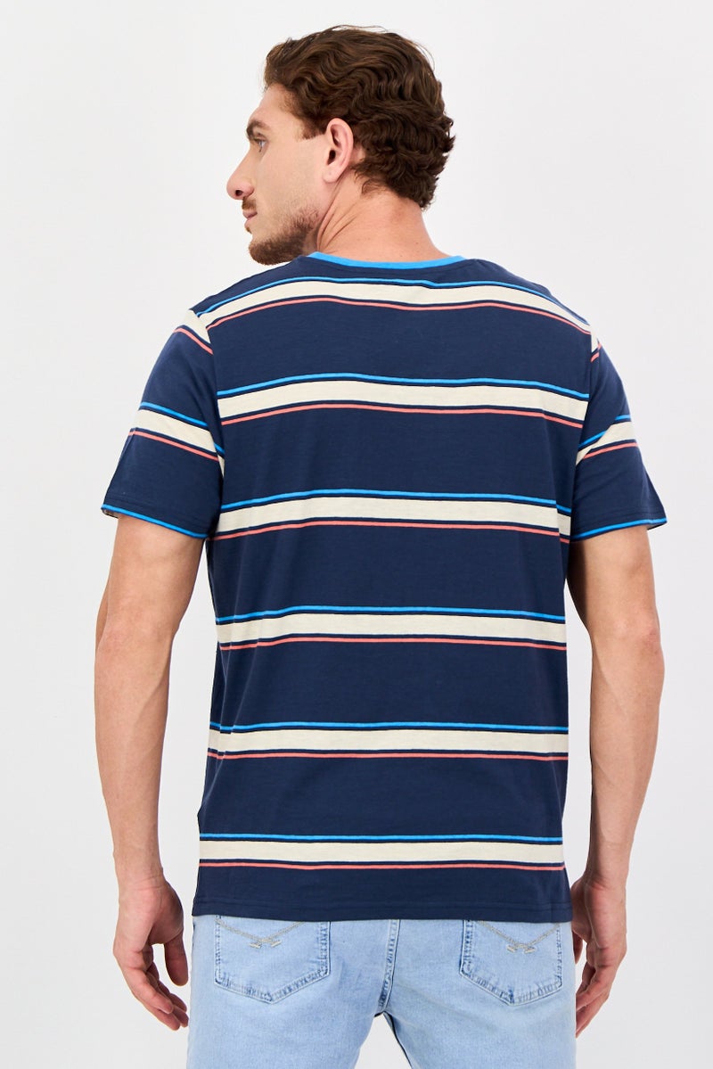 Bench Men Crew Neck Short Sleeve Stripe T-Shirt, Multicolor - Image 3
